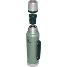 Load image into Gallery viewer, Stanley Classic Legendary Vacuum Bottle 1.1 qt | Wide Mouth with Leakproof Cup Lid | Keep Drinks Hot or Cold | Packable for Travel | Insulated Stainless Steel Thermos | BPA-Free | Hammertone Green
