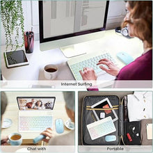 Load image into Gallery viewer, Bluetooth Keyboard and Mouse Combo for iPad - Rechargeable Wireless Keyboard &amp; Mouse with 7-Color Backlit Compatible with iPad 9th/8th Gen, iPad Pro/Air/Mini, iPhone14/13/12 Pro,(10 inch Blue)
