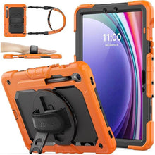 Load image into Gallery viewer, SEYMAC stock Case for Samsung Galaxy Tab S9/ S9 FE 5G Tablet Case with Screen Protector Pencil Holder [360 Rotating Hand Strap] &amp;Stand, Drop-Proof for Galaxy Tab S9 FE 10.9''/ S9 11'', Orange
