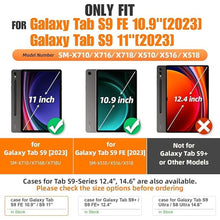 Load image into Gallery viewer, SEYMAC stock Case for Samsung Galaxy Tab S9/ S9 FE 5G Tablet Case with Screen Protector Pencil Holder [360 Rotating Hand Strap] &amp;Stand, Drop-Proof for Galaxy Tab S9 FE 10.9''/ S9 11'', Orange
