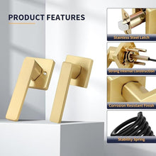 Load image into Gallery viewer, Square Non-Locking Passage Door Lever, Brushed Gold Door Handles, Heavy Duty Gold Door Lever Without Keys and Lock Reversible Door Handle for Right/Left Handed Hallway Closet Door
