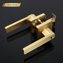 Load image into Gallery viewer, Square Keyed Entry Door Lever, Brushed Gold Door Handles, Heavy Duty Door Lever with Keys and Lock Gold Door Handle Reversible Door Handle for Right/Left Handed Entrance Front Door Bedroom
