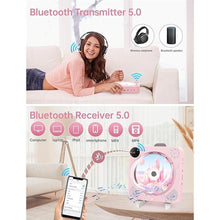 Load image into Gallery viewer, Portable Bluetooth CD Player with Speakers - Small Wall CD Player for Home with Remote Control FM Radio Digital Screen Headphone Jack,Support AUX in Cable&amp;USB,Pink Kpop Player
