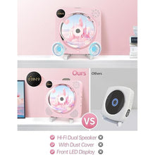 Load image into Gallery viewer, Portable Bluetooth CD Player with Speakers - Small Wall CD Player for Home with Remote Control FM Radio Digital Screen Headphone Jack,Support AUX in Cable&amp;USB,Pink Kpop Player
