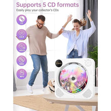 Load image into Gallery viewer, Bluetooth CD Player with Speakers DESOBRY Small CD Player for Home with Remote Control FM Radio Digital Screen Headphone Jack, Wall cD Player Support AUX in Cable&amp;USB, White
