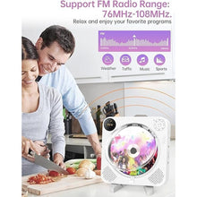 Load image into Gallery viewer, Bluetooth CD Player with Speakers DESOBRY Small CD Player for Home with Remote Control FM Radio Digital Screen Headphone Jack, Wall cD Player Support AUX in Cable&amp;USB, White
