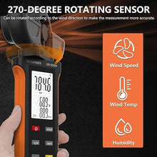Load image into Gallery viewer, Handheld Anemometer, Digital Wind Speed, Temperature, Humidity Gauge Meter, Air Flow Velocity CFM Measuring Device for HVAC Outdoor Sailing Shooting Golf

