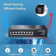 Load image into Gallery viewer, 8 Port PoE Switch Gigabit 120W, Gigabit Unmanaged Ethernet Switch, Plug &amp; Play, 802.3af/at Compliant, Metal Housing, 8-Port Network Switch for Home/Office Energy Efficient Silent Operation
