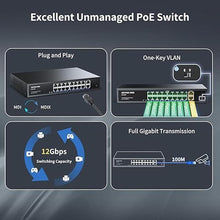 Load image into Gallery viewer, 16 Port Gigabit PoE Switch,AUMOX PRO SG518P 18 Ethernet Unmanaged PoE with 2 Gigabit Uplink 250W,Plug and Play,Sturdy Metal Desktop, Wall Mount or Rackmount Network Switch, 802.3af/at Compliant
