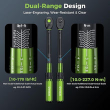 Load image into Gallery viewer, 1/2 Drive Click Torque Wrench Dual-Range?10-170.0ft.lb/13.60-230.5Nm?±3% Precision Torque Wrench 1/2 Drive, 72 Tooth Dual-Direction Adjustable Torque Wrench for Bicycle, Moto and Car Maintenance
