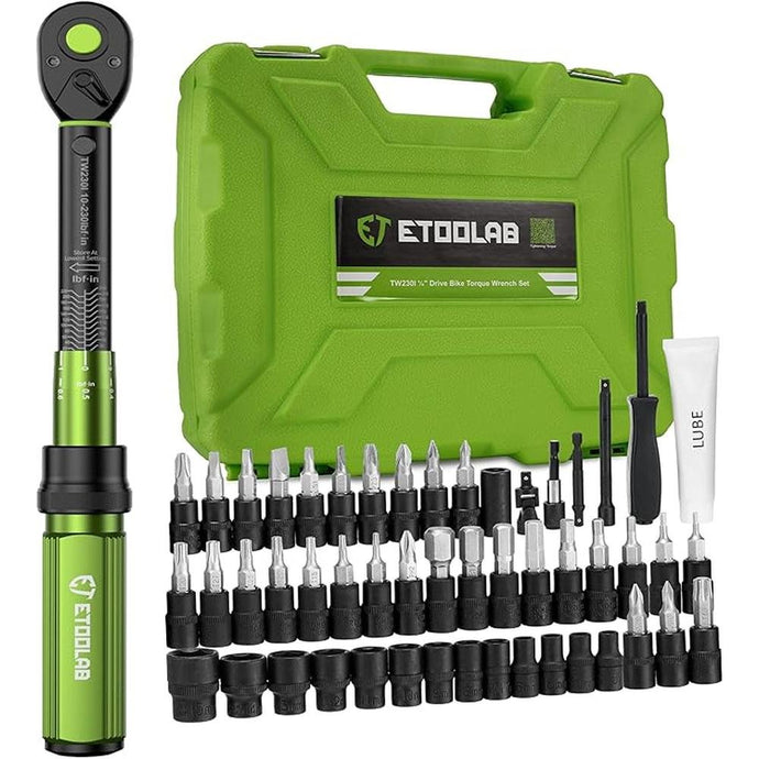 1/4 Torque Wrench, 52Pcs Dual-Range?10-230 in.lb/1-26 Nm?±3% Precision Inch Pound Torque Wrench 1/4 Drive, 72 Tooth Dual-Direction Bike Wrench Set for MTB, E-Bike, Moto Maintenance