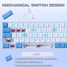 Load image into Gallery viewer, abucow 60% Mechanical Keyboard with Blue Backlight 68-Key Gaming Keyboard White-Light Blue Keycaps - Red Switches for a Premium Typing and Gaming Experience PC Mac (White-Light Blue)
