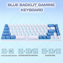 Load image into Gallery viewer, abucow 60% Mechanical Keyboard with Blue Backlight 68-Key Gaming Keyboard White-Light Blue Keycaps - Red Switches for a Premium Typing and Gaming Experience PC Mac (White-Light Blue)

