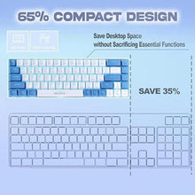 Load image into Gallery viewer, abucow 60% Mechanical Keyboard with Blue Backlight 68-Key Gaming Keyboard White-Light Blue Keycaps - Red Switches for a Premium Typing and Gaming Experience PC Mac (White-Light Blue)
