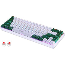 Load image into Gallery viewer, abucow 60% Mechanical Keyboard with Rainbow Backlight 68-Key Gaming Keyboard White-Green Keycaps - Red Switches for a Premium Typing and Gaming Experience PC Mac (White-Green)
