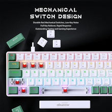 Load image into Gallery viewer, abucow 60% Mechanical Keyboard with Rainbow Backlight 68-Key Gaming Keyboard White-Green Keycaps - Red Switches for a Premium Typing and Gaming Experience PC Mac (White-Green)
