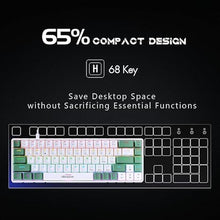 Load image into Gallery viewer, abucow 60% Mechanical Keyboard with Rainbow Backlight 68-Key Gaming Keyboard White-Green Keycaps - Red Switches for a Premium Typing and Gaming Experience PC Mac (White-Green)
