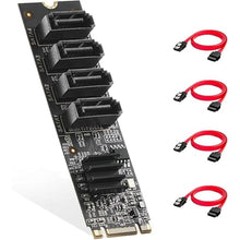 Load image into Gallery viewer, Binardat M.2 to SATA Card, 4 Port, 6Gbps Controller, Includes SATA Cables, for Windows 10/11
