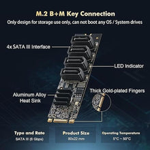 Load image into Gallery viewer, Binardat M.2 to SATA Card, 4 Port, 6Gbps Controller, Includes SATA Cables, for Windows 10/11
