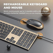 Load image into Gallery viewer, Wireless Keyboard and Mouse, Vssoplor 2.4GHz Rechargeable Compact Quiet Full-Size Keyboard and Mouse Combo with Nano USB Receiver for Windows, Laptop, PC, Notebook-Black Gold
