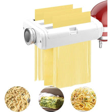 Load image into Gallery viewer, Pasta Maker Attachment 3 in 1 Set for KitchenAid Stand Mixers, 8 Adjustable Thickness Settings, Pasta Attachment Included Pasta Sheet Roller, Spaghetti Cutter and Fettuccine Cutter and Cleaning Brush
