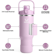 Load image into Gallery viewer, 32 oz Stainless Steel Tumbler with Handle and Straw, Vacuum Insulated Water Bottle with 2-in-1 Lid (Chug/Straw) and Silicone Boot
