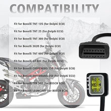 Load image into Gallery viewer, OBD Cable Fit for Delphi 6pin and fit for Benelli 6pin to 16pin Motorcycle Adapter, OBD2 Connector Compatible for Delphi/Bosch ECU Motorbike,Work with Obd1 to Obd2 Scanner Diagnostic Tool
