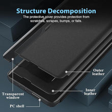 Load image into Gallery viewer, S24 Ultra Flip Case for Samsung Galaxy S24 Ultra 5G Case, Clear View Slim Fit Leather Cover for Samsung S24 Ultra Phone Case with Kickstand Rugged Heavy Duty Shockproof Bumper Shell, 6.8 Inch (Black)
