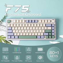 Load image into Gallery viewer, EPOMAKER x Aula F75 Gasket Mechanical Keyboard, 75% Wireless Hot Swappable Gaming Keyboard with Five-Layer Padding&amp;Knob, Bluetooth/2.4GHz/USB-C, RGB (Green, Graywood V3 Switch)
