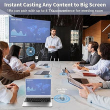 Load image into Gallery viewer, Wireless HDMI Transmitter and Receiver, Plug and Play, Wireless HDMI Extender Kit Support 2.4/5GHz for Streaming Video, Audio and File to Monitor from Laptop/Pc/Tv Box/Projector
