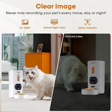Load image into Gallery viewer, Automatic Cat Feeders Camera 5G: WiFi Easy to Clean Timed Smart Dog Food Dispenser 2-Way Audio Memory Function Pet Feeder HD 1080P Video Record APP Control Dry Food Clear Night Vision Yakry
