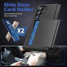 Load image into Gallery viewer, Jiunai for Samsung S24 Ultra Case with Card Holder Galaxy S24 Ultra Case Wallet Slide Pocket Credit Cards Cash License Rugged PC Shell Cell Phone Case for Samsung Galaxy S24 Ultra 5G 6.8’’ 2024 Black
