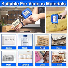 Load image into Gallery viewer, Mini Handheld Inkjet Printer, Handheld Printer Portable with 42ml Fast-Drying Solvent Ink Handheld Inkjet Printer Gun for Date/Batch/QRcode/Barcode Handheld Printer for Any Surface (MP10, 0.5inch)
