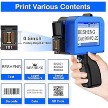 Load image into Gallery viewer, Mini Handheld Inkjet Printer, Handheld Printer Portable with 42ml Fast-Drying Solvent Ink Handheld Inkjet Printer Gun for Date/Batch/QRcode/Barcode Handheld Printer for Any Surface (MP10, 0.5inch)
