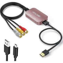 Load image into Gallery viewer, RCA to HDMI Composite AV Converter - Chromecast Ready, Supports PS1-3, STB, Xbox, VHS, VCR, DVD Players (HDMI Cable Included) (Pink)
