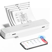 Load image into Gallery viewer, Portable Printer, Heat Transfer Printer P831 Supports 8.5 x 11 A4 Regular Copy Paper, Wireless Bluetooth for Phone Tablet, Portable Printers Wireless for Travel Home Use
