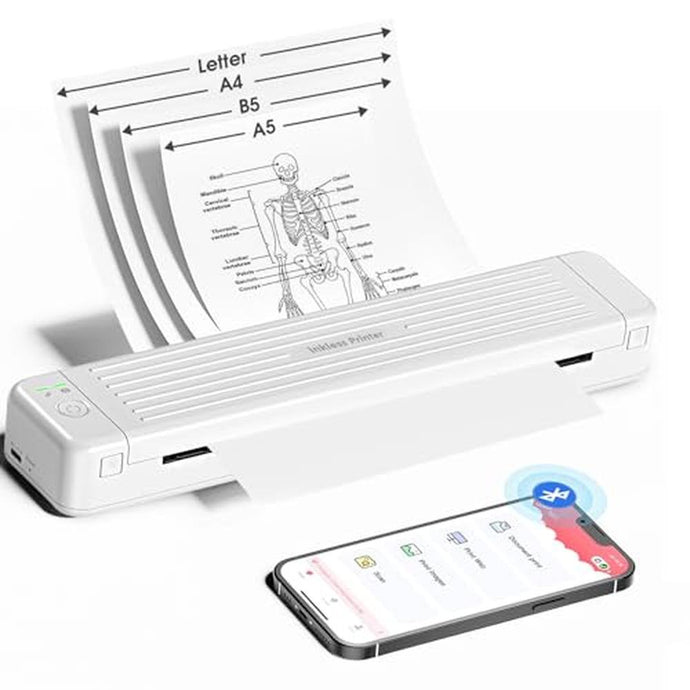 Portable Printer, Heat Transfer Printer P831 Supports 8.5 x 11 A4 Regular Copy Paper, Wireless Bluetooth for Phone Tablet, Portable Printers Wireless for Travel Home Use