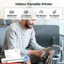 Load image into Gallery viewer, Portable Printer, Heat Transfer Printer P831 Supports 8.5 x 11 A4 Regular Copy Paper, Wireless Bluetooth for Phone Tablet, Portable Printers Wireless for Travel Home Use
