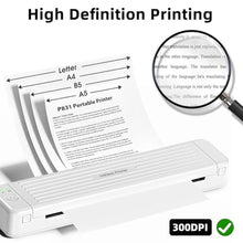 Load image into Gallery viewer, Portable Printer, Heat Transfer Printer P831 Supports 8.5 x 11 A4 Regular Copy Paper, Wireless Bluetooth for Phone Tablet, Portable Printers Wireless for Travel Home Use
