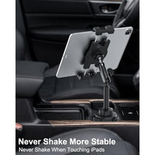 Load image into Gallery viewer, woleyi Cup Holder Tablet Holder for Car Mount - [Metal Arm] Heavy Duty Adjustable Car Cup Tablet Mount Truck Car Accessories, for 4-13" Tablets iPad Pro Air Mini, Galaxy Fold, Kindle Fire, iPhone
