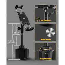 Load image into Gallery viewer, woleyi Cup Holder Tablet Holder for Car Mount - [Metal Arm] Heavy Duty Adjustable Car Cup Tablet Mount Truck Car Accessories, for 4-13" Tablets iPad Pro Air Mini, Galaxy Fold, Kindle Fire, iPhone
