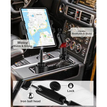 Load image into Gallery viewer, woleyi Cup Holder Tablet Holder for Car Mount - [Metal Arm] Heavy Duty Adjustable Car Cup Tablet Mount Truck Car Accessories, for 4-13" Tablets iPad Pro Air Mini, Galaxy Fold, Kindle Fire, iPhone
