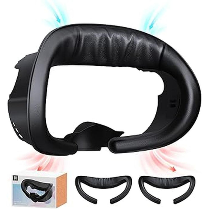 3-in-1 PU Leather Facial Interface for Meta Quest 3 Christmas, Bigger FOV Frame, Thicked Face Pad Widly Cushion Enhance Comfort | Immersive Nose Light Blocker, Vent Grills Reduce Lenses Foggy