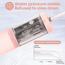 Load image into Gallery viewer, Water Flosser Dental Oral Irrigator Teeth Cleaner Portable Travel Rechargeable Cordless,IPX7 Electric Plaque Remover 3 Modes 3 Jet Tips 140ml (Pink)
