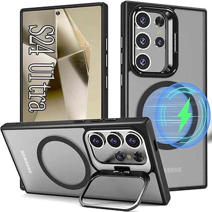 24 Ultra Case:ZOEII for Samsung Galaxy S24 Ultra Magnetic Case for S24 Ultra,with Kickstand, Compatible with MagSafe, Military-Grade Protection Case,S24 Ultra Case Magnetic Black