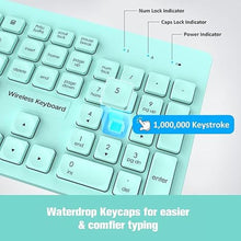 Load image into Gallery viewer, Wireless Keyboard and Mouse Comb, VEILZOR 2.4G Ultra-Slim USB Keyboard Mouse Set, Water-Dropping Keycaps, 12 Shortcuts, Wireless Keyboard for PC Laptop Windows XP/7/8/10, Vista, Mac (Green)
