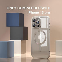 Load image into Gallery viewer, Misea Magnetic for iPhone 15 Pro Case [Never Yellowing] [Military Grade Drop Protection] Full Camera Lens Protector Soft Clear Phone Case for Women Girls, Titanium Natural
