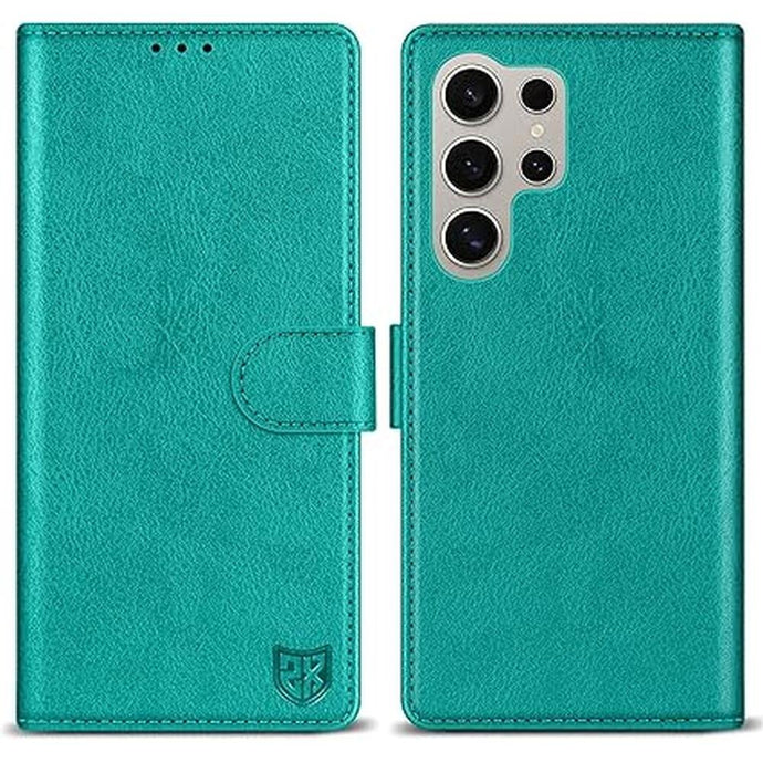 ZZXX for Samsung Galaxy S24 Ultra Wallet Case with [RFID Blocking] Card Slot Kickstand Magnetic Closure Leather Flip Fold Protective Phone Case for Galaxy S24 Ultra Case Wallet(Lake Blue-6.8 inch)