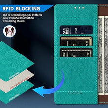 Load image into Gallery viewer, ZZXX for Samsung Galaxy S24 Ultra Wallet Case with [RFID Blocking] Card Slot Kickstand Magnetic Closure Leather Flip Fold Protective Phone Case for Galaxy S24 Ultra Case Wallet(Lake Blue-6.8 inch)
