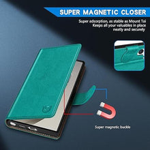 Load image into Gallery viewer, ZZXX for Samsung Galaxy S24 Ultra Wallet Case with [RFID Blocking] Card Slot Kickstand Magnetic Closure Leather Flip Fold Protective Phone Case for Galaxy S24 Ultra Case Wallet(Lake Blue-6.8 inch)
